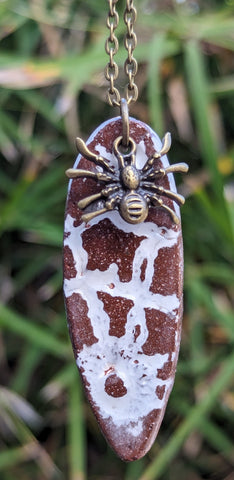 Ceramic Spider Web Oval Point Pendant