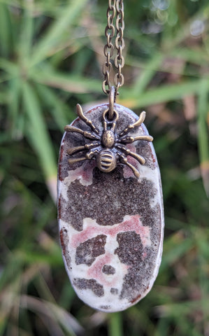 Ceramic Spider Web Oval Pendant #2