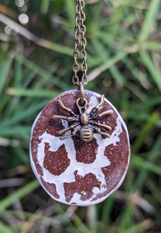 Ceramic Spider Web Oval Pendant #1