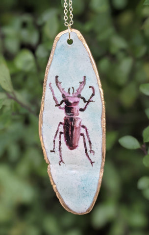 Stag Beetle Ceramic Pendant